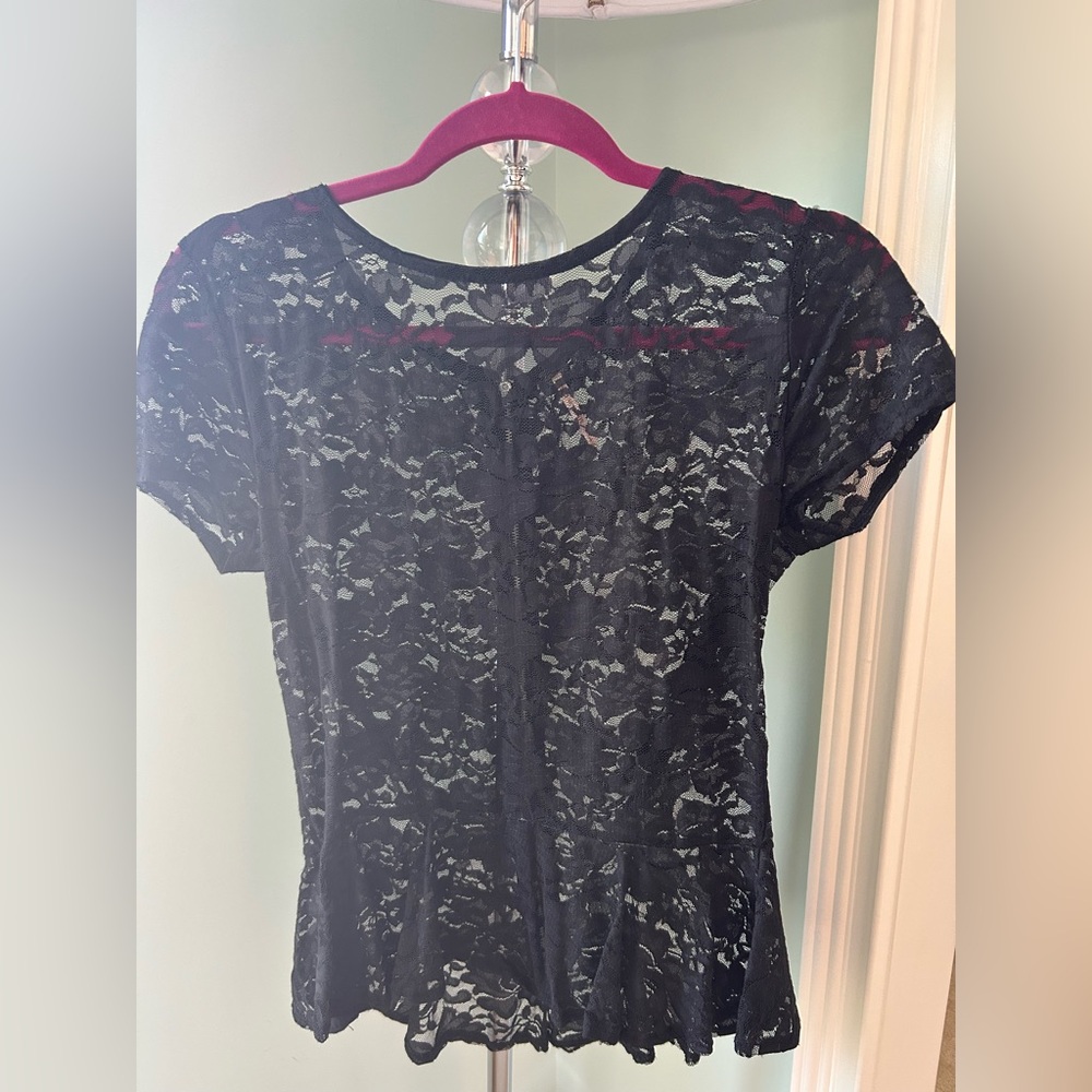 Poof! Black Lace Top